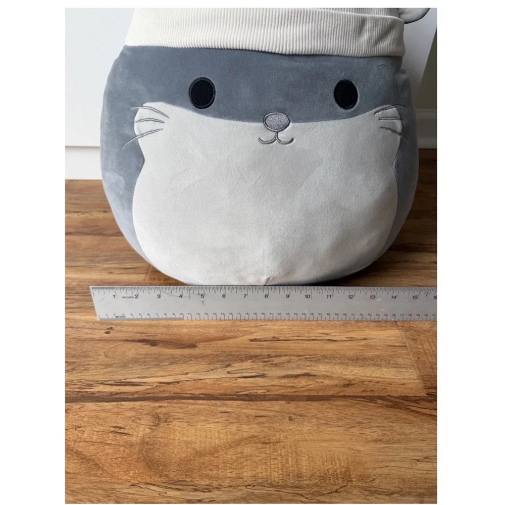 Squishmallows Miper the Chinchilla 16 Inch Gray Plush with Beanie Hat